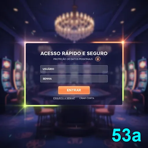 App 53a com promoções e regras em glassmorphism